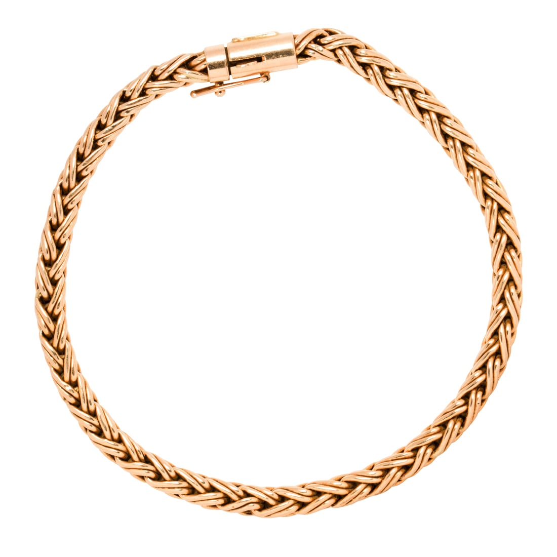 Tiffany & Co., A 14k gold bracelet: Tiffany & Co., A 14k gold braceletdesigned as a wheat link chain; signed Tiffany and Co.; 5.85 dwt; length: 7 in