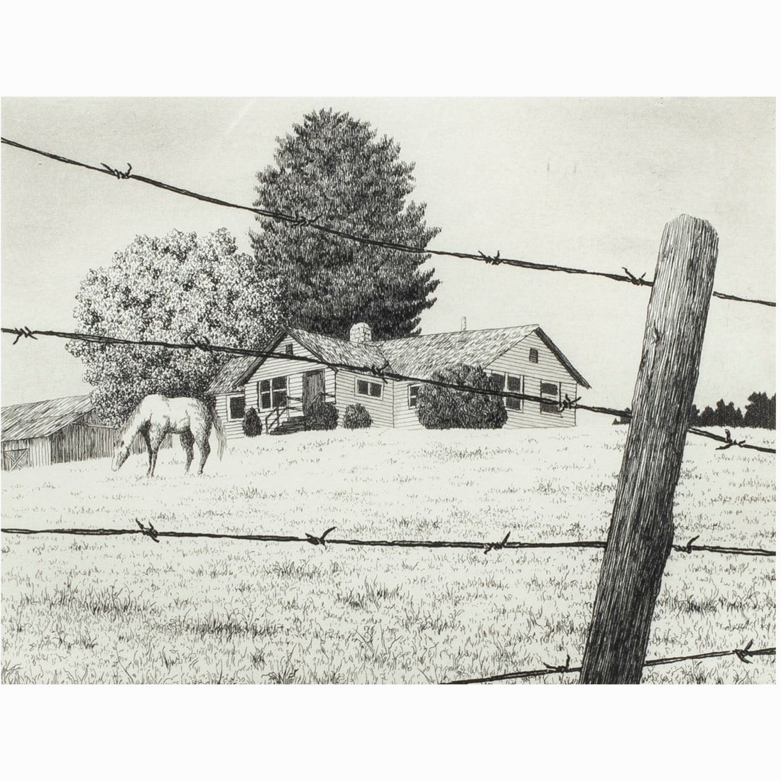 Ryohei Tanaka (1933 - 2019) - Country House: Ryohei Tanaka (1933 - 2019) - Country House. Original limited-edition etching with aquatint. Numbered: #31/150. Date: 1988. Signed and numbered in pencil by the artist, framed and glazed, 3.75"h x 4.7