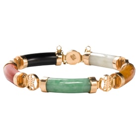 A hardstone and 14k gold bracelet