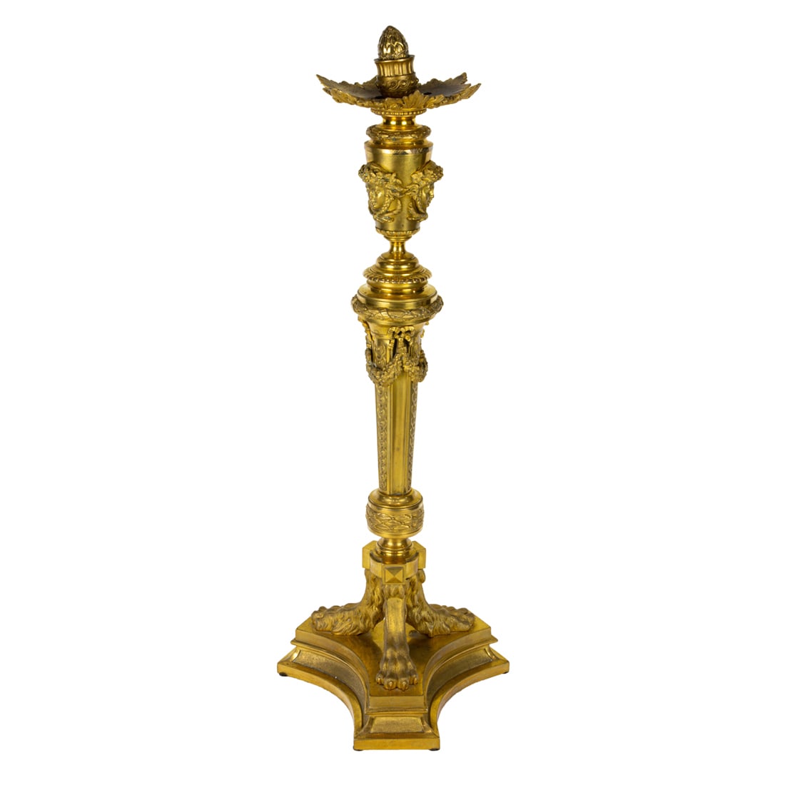 A large Louis XVI style gilt bronze candlestick (1 of 5)