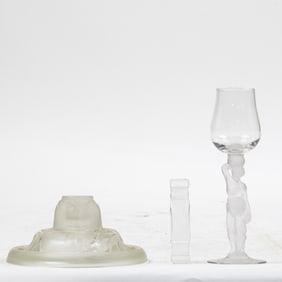 A group of Art Deco and Art Deco style molded glass