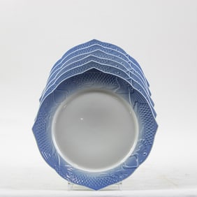 A set of eighteen Royal Copenhagen blue and white fish plates