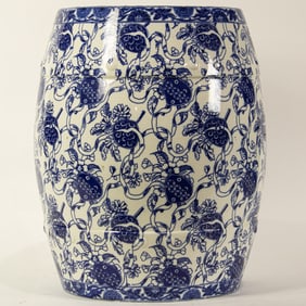 An Aesthetic blue and white decorated ceramic garden seat