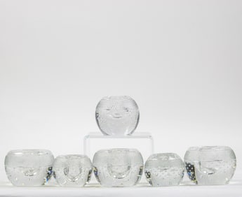 A group of six Thomas Webb glass match strikers