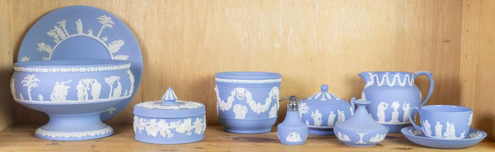 A group of Wedgwood blue jasper porcelain, 20th century