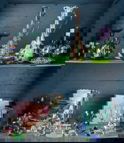 A group of glass, including Bohemian, Czech, Scandinavian and Italian examples