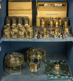 A group of vintage Ceraglass barware and similar serveware