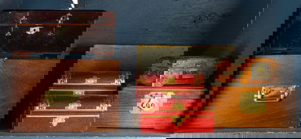 A group of nine boxes, 19th century