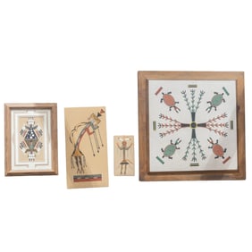 A group of four Navajo sand paintings, two signed