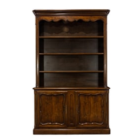 A Louis XV style mahogany breakfront bookcase cabinet