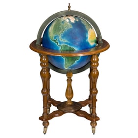 A topographical floor globe