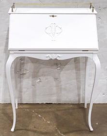 A Queen Anne style painted wood slant front desk, 20th century