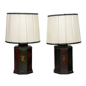 A pair of English tole tea canisters