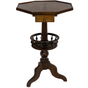 A walnut octagonal top side table