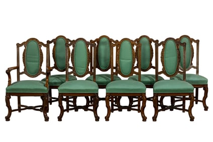 A suite of eight  late Victorian dining chairs