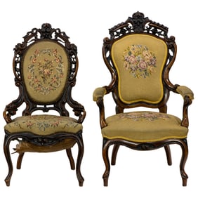 An American Victorian Rococo Revival part parlor suite