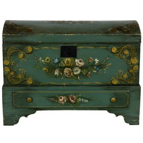 A Dutch style paint decorated blanket chest