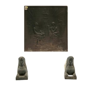 A group of Victorian cast iron fireplace accessories