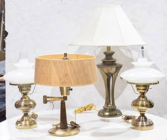 A group of four vintage table lamps