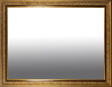 A large contemporary giltwood ovolo mirror with beveled mirrorplate