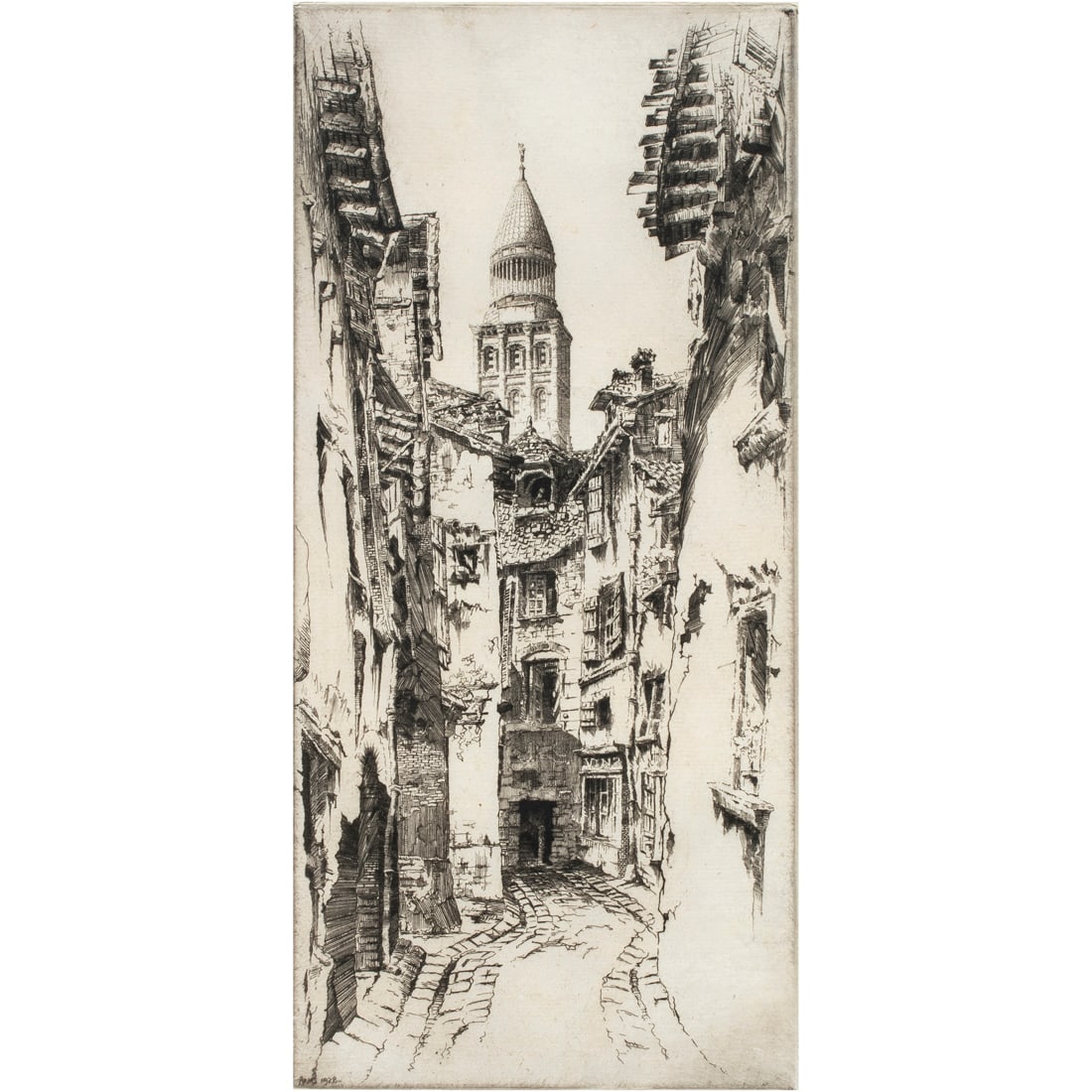 Prints, John Taylor Arms: (lot of 2) John Taylor Arms (American, 1887-1953), Street Scenes, 1928, etchings, each pencil signed and dated lower right, sight (largest): 13"h x 6.25"w, largest overall (with frame): 21.5"h x 13"w