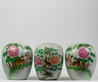 (lot of 3) Chinese famille rose jars