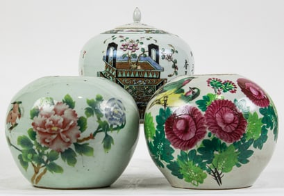 (lot of 3) Chinese famille rose jars