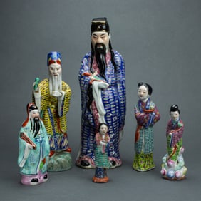 (lot of 6) Chinese famille rose Immortals