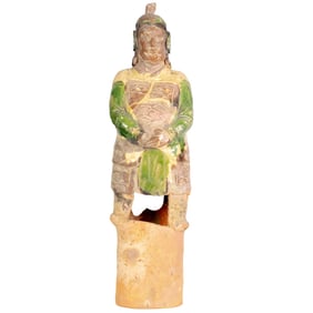 Chinese Ming style glazed pottery warrior