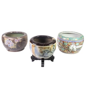 (lot of 3) Japanese ceramic hibachi