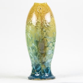Japanese crystalline glazed fish form vase
