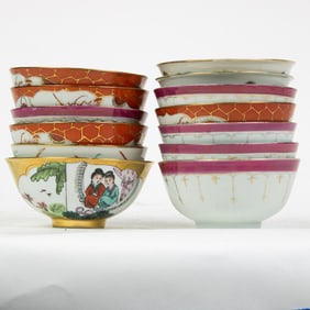 (lot of 13) Chinese enameled porcelain bowls