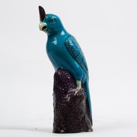Chinese export turquoise glazed parrot