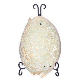 Indian carved conch shell depicting Ganesha