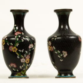 (lot of 2) Chinese cloisonne enamel vases