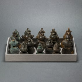 (lot of 12) Asian bronze opium weights