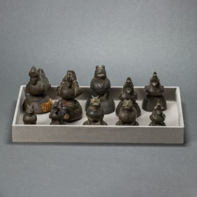 (lot of 10) Burmese bronze opium weights