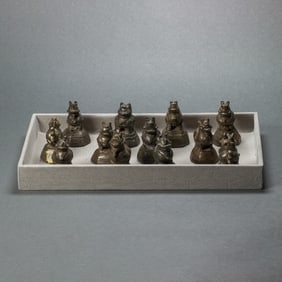 (lot of 12) Burmese bronze opium weights