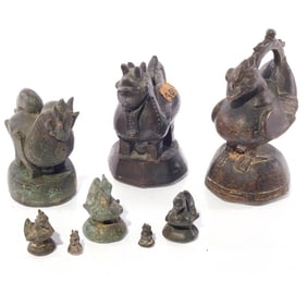 (lot of 8) Burmese bronze 'opium' weights