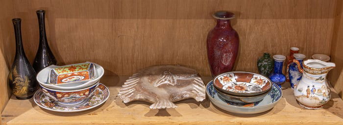 Shelf of Asian decorative objects