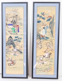 Pair of Chinese hanging scroll paintings