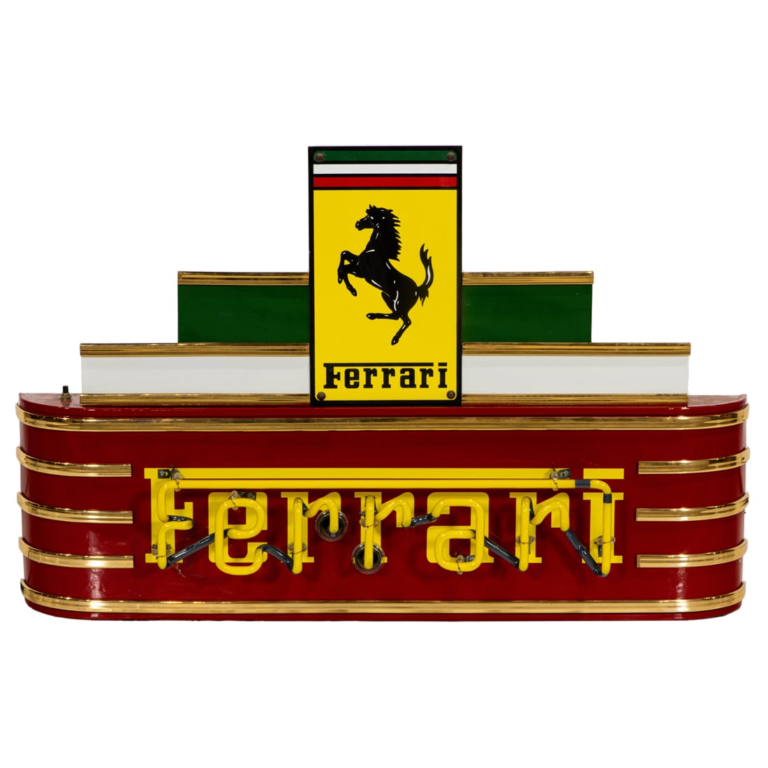 A Ferrari enameled metal and neon marquee sign (1 of 4)