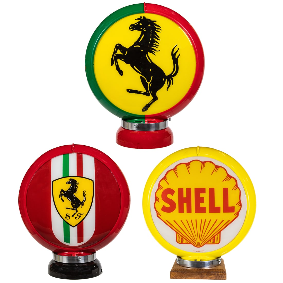 Three illuminated gas pump signs (1 of 10)