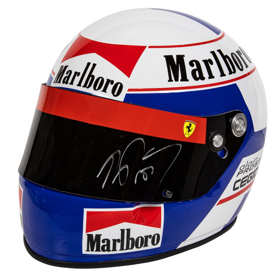 An Alain Prost signed Formula 1 racing helmet in case (1 of 8)