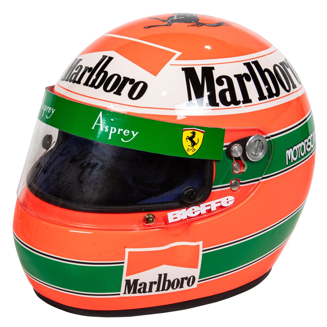 A Eddie Irvine Ferrari Formula 1 racing helmet by Bieffe with letter of authenticity (1 of 9)