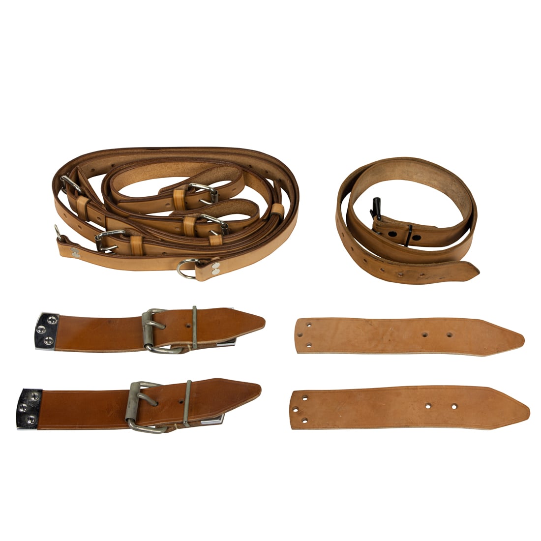 A group of unused Porsche 356A leather luggage straps and spare tire strap. Note: A portion of sales (1 of 3)