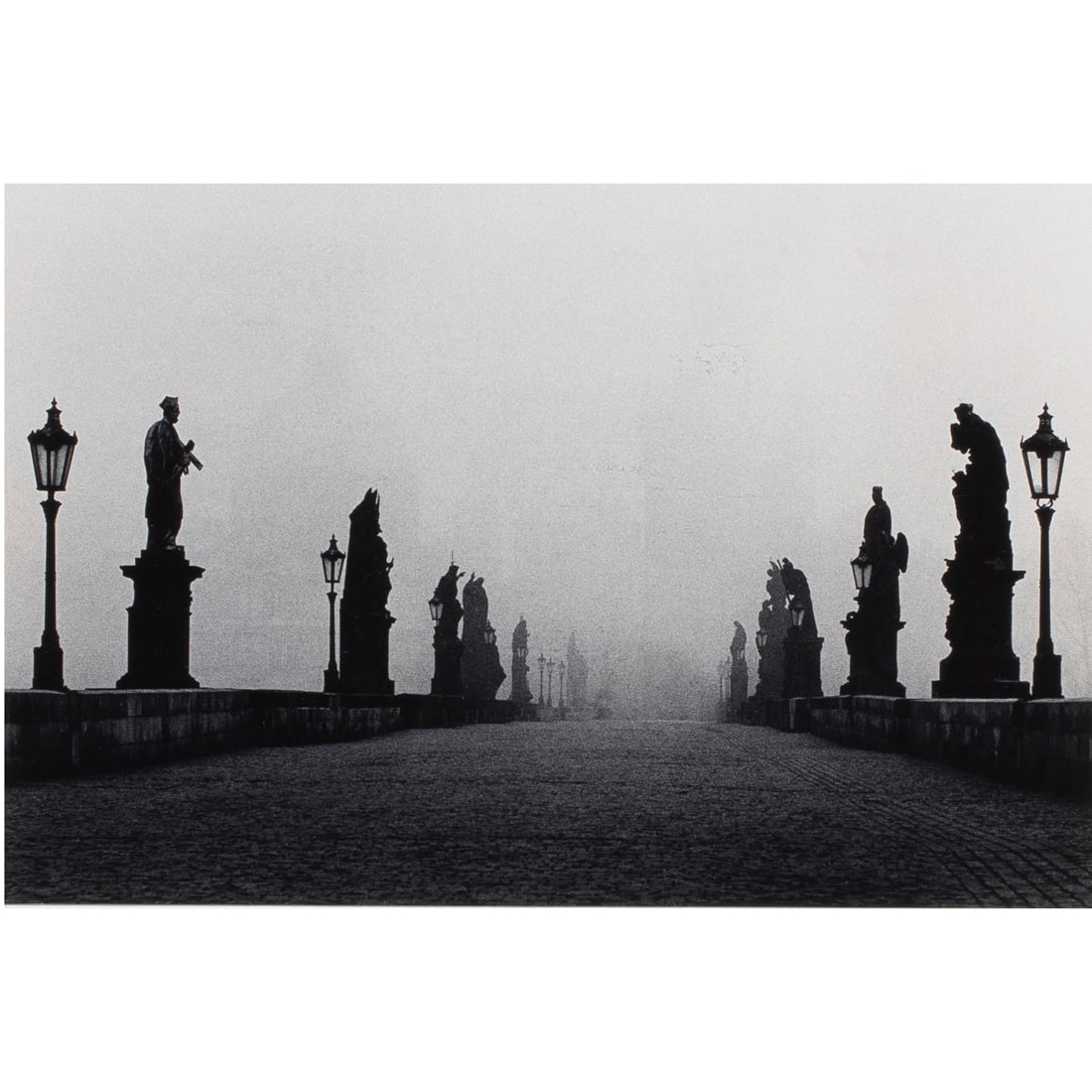 Photograph, Michael Kenna: Michael Kenna (American/British, b. 1953), "Charles Bridge, Study 1," 1982, gelatin silver print, signed in pencil lower right, dated in pencil lower left, image: 6"h x 9"w, overall (with frame): 19"h