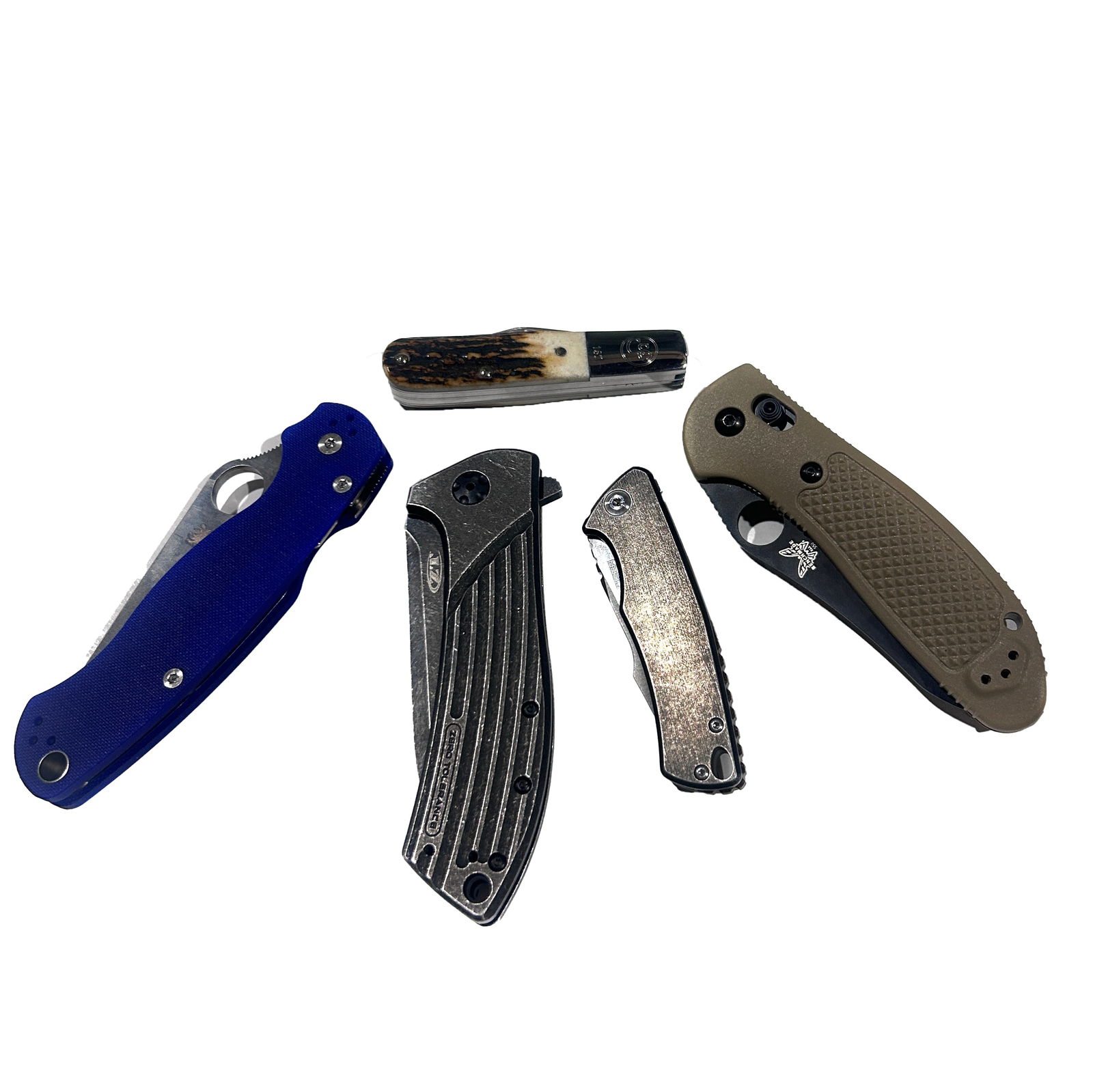 Five contemporary utility, outdoor and pocket knives in original boxes or cases, unused, comprising (1 of 1)