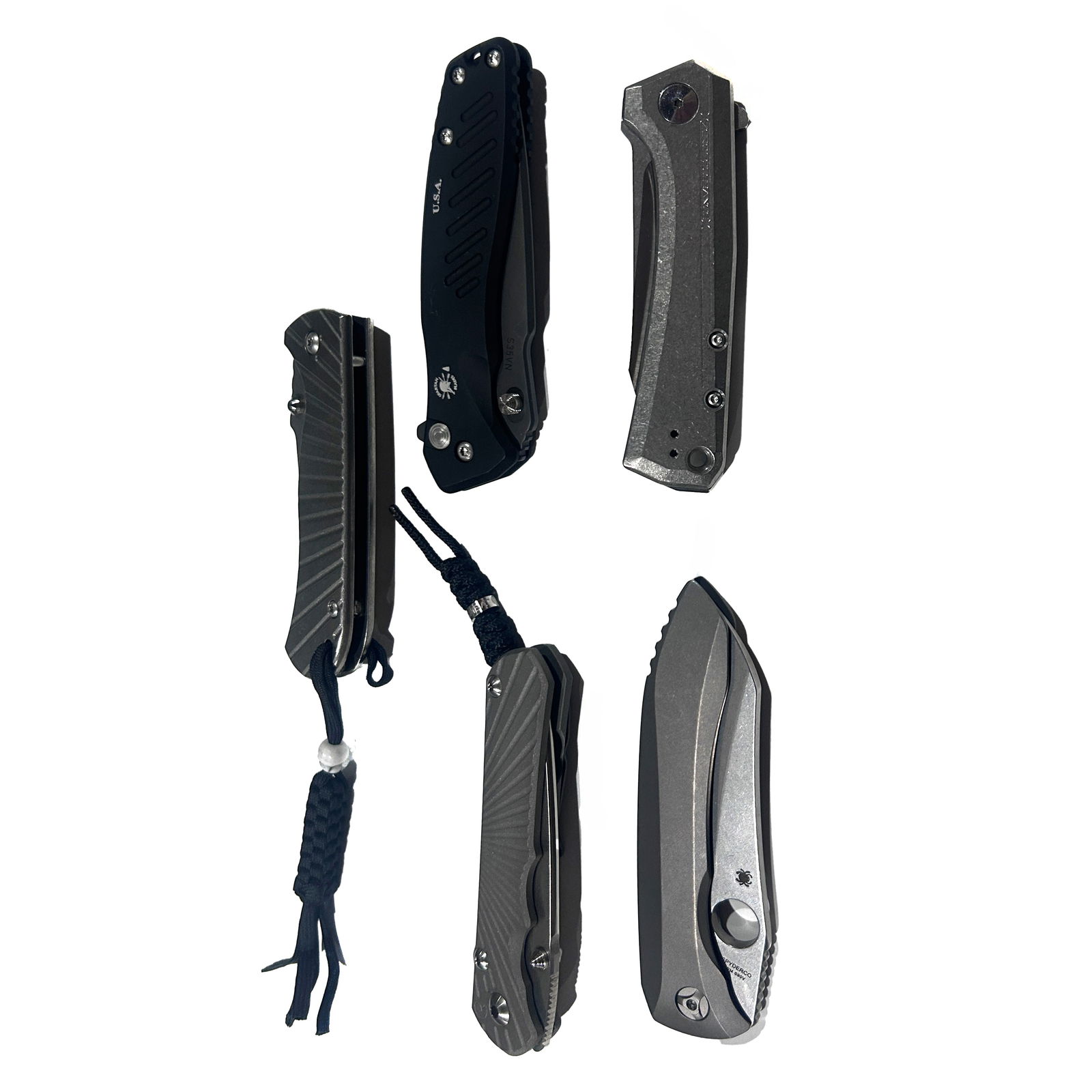 Five contemporary outdoor, sport, and utility knives in original boxes or cases and unused, (1 of 1)