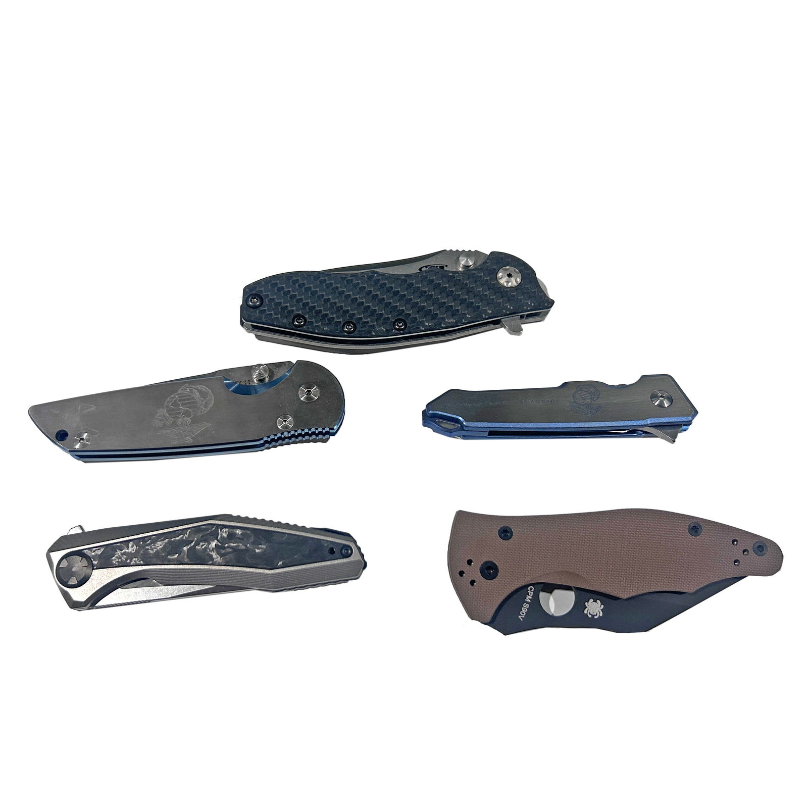 Five contemporary outdoor, sport, and utility knives in original boxes or cases and unused, (1 of 1)